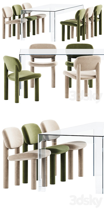 Chair Tottori Driade and Atlantis Table by Glas Italia